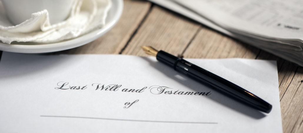 Picture of a Last will and testament ext to coffee and glasses