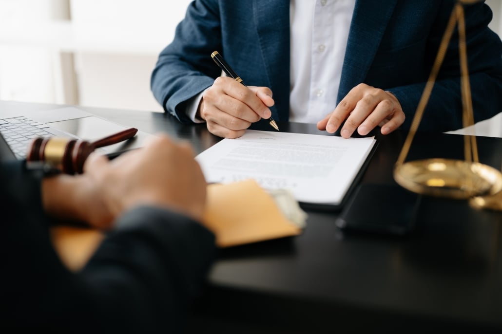 Two lawyers are discussing a contract